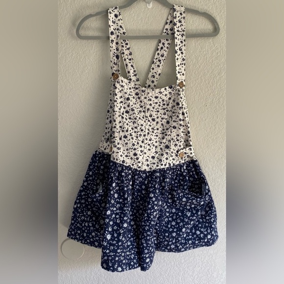 FREE PEOPLE FP Palm Bay Printed Relaxed Romper Shortalls Boho Floral Blue NEW XS - Picture 6 of 7